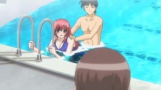 Hentai – Step Sister and Step Brother Almost Caught Fucking in the Pool